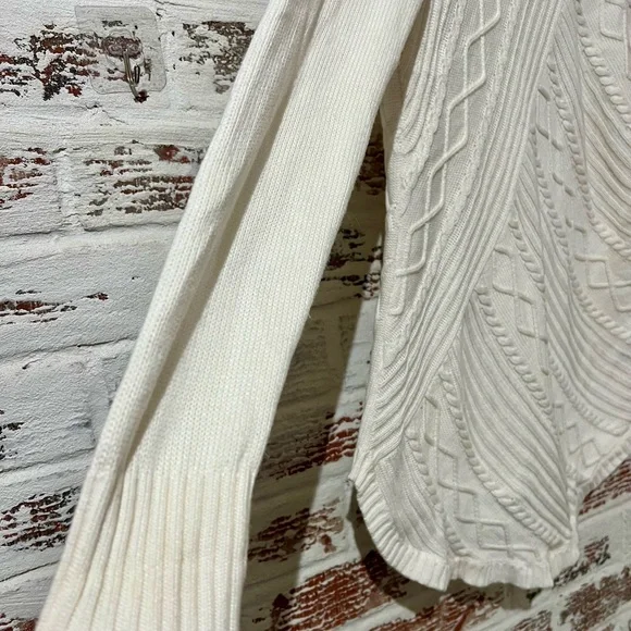 Cupio Sweater Ivory White Geo Raised Pattern Cotton Blend Stretch Sz M - Picture 3 of 9